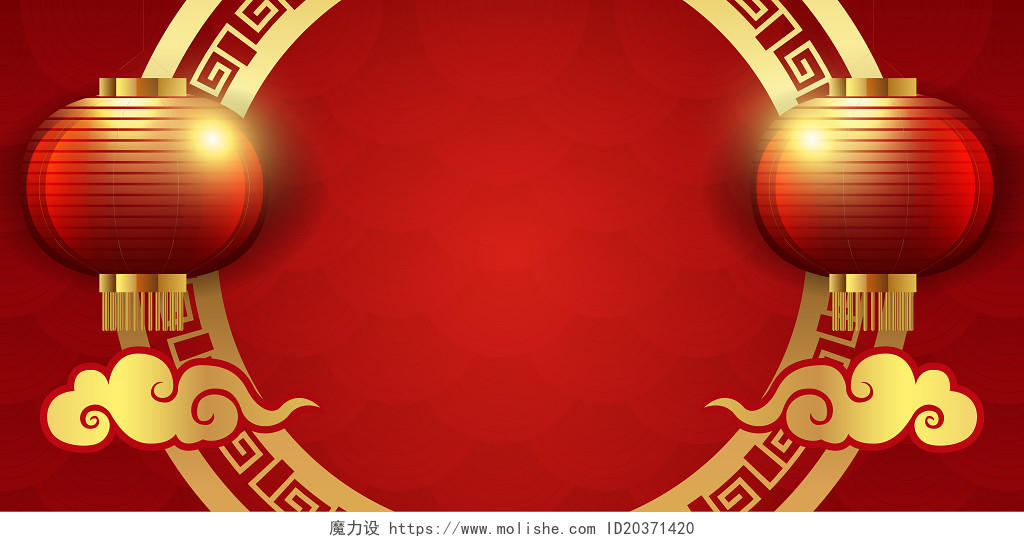纹理红色中国风灯笼祥云背景素材